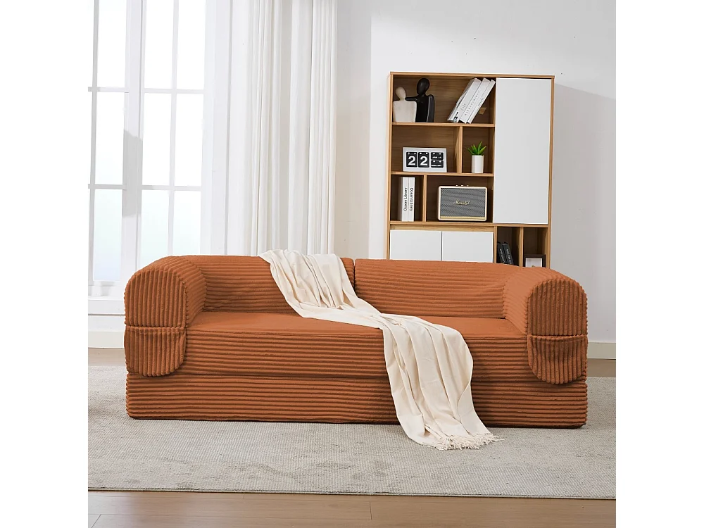 Sofá cama de 2 plazas de pana, sofá convertible en cama doble, futón compacto que ahorra espacio para salón y habitación de invitados