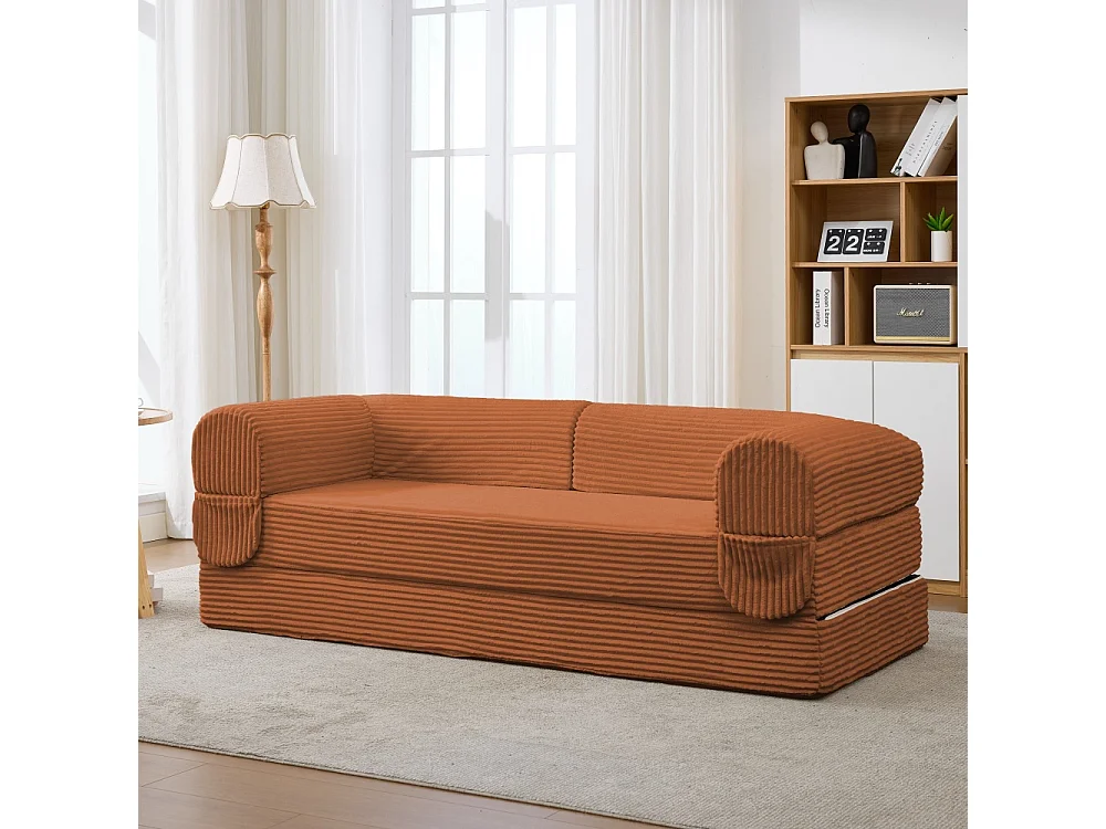 Sofá cama de 2 plazas de pana, sofá convertible en cama doble, futón compacto que ahorra espacio para salón y habitación de invitados