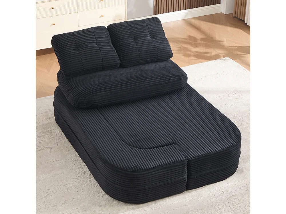 2-Sitzer-Sofabett aus Cord mit Relaxfunktion, verstellbaren Armlehnen und Getränkehaltern