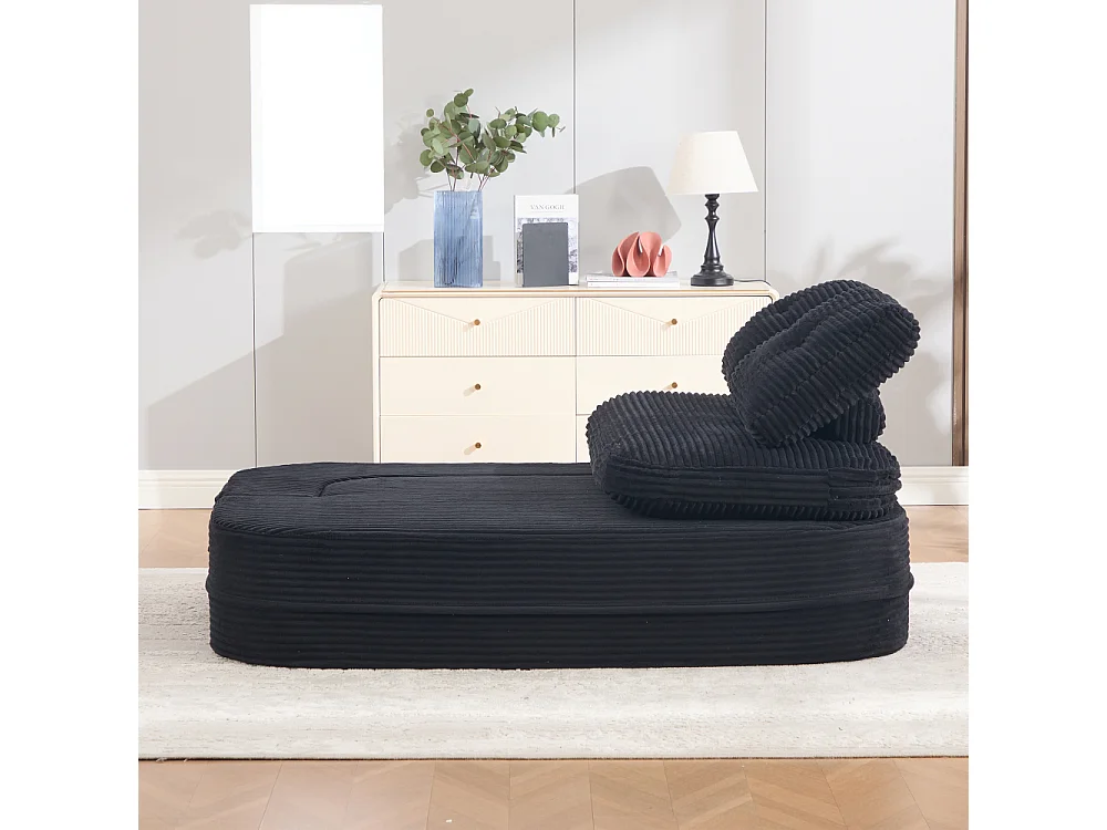 2-Sitzer-Sofabett aus Cord mit Relaxfunktion, verstellbaren Armlehnen und Getränkehaltern