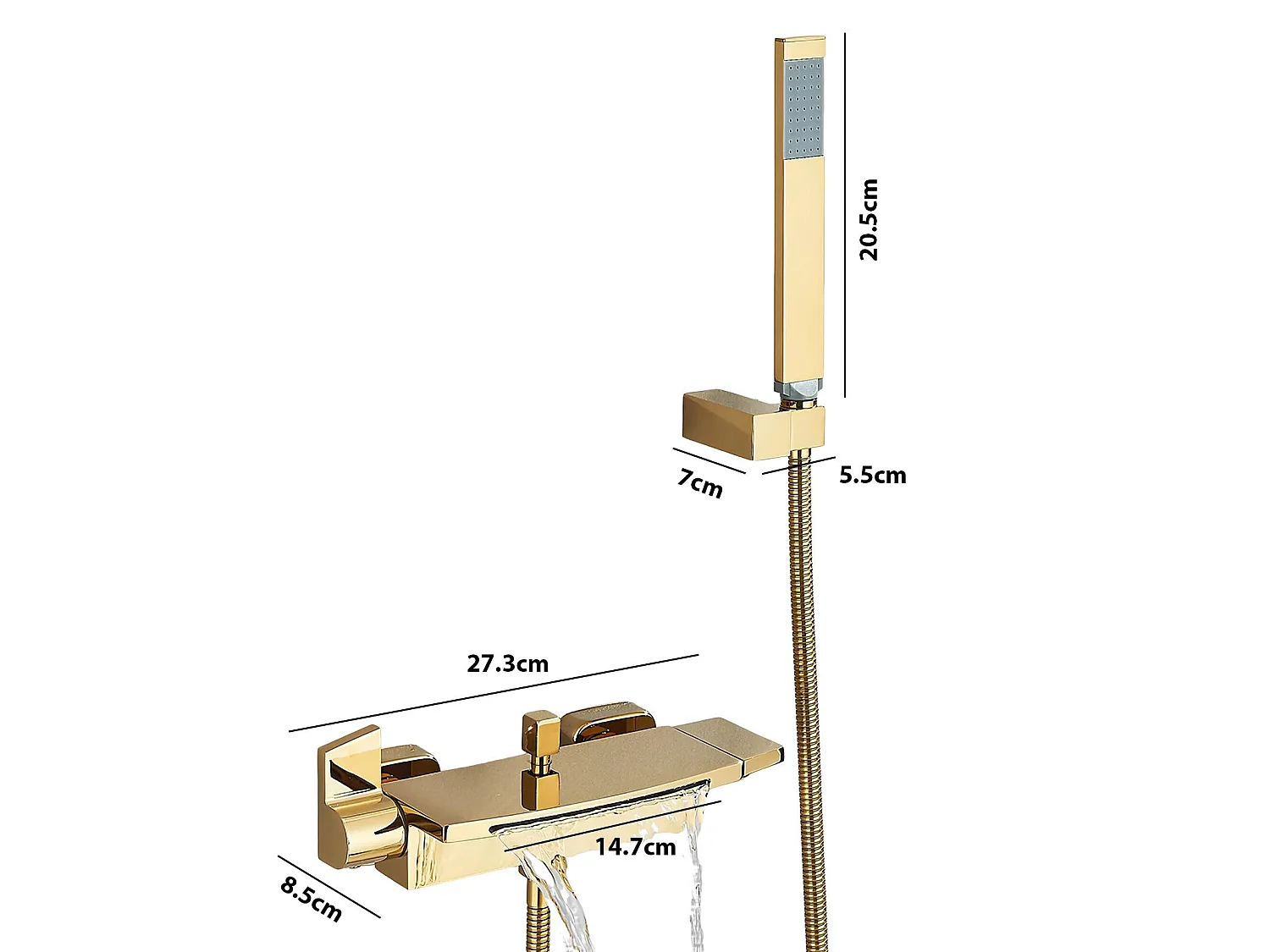 Wandduschset aus massivem Messing｜360° drehbarer Duschkopf, Wasserfallfluss, One-Touch-Steuerung, praktischer Stauraum