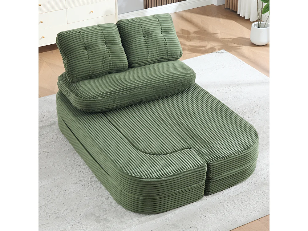 2-Sitzer-Sofabett aus Cord mit Relaxfunktion, verstellbaren Armlehnen und Getränkehaltern