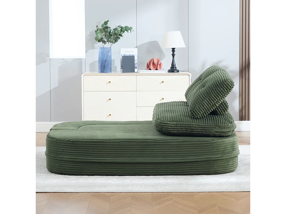 2-Sitzer-Sofabett aus Cord mit Relaxfunktion, verstellbaren Armlehnen und Getränkehaltern