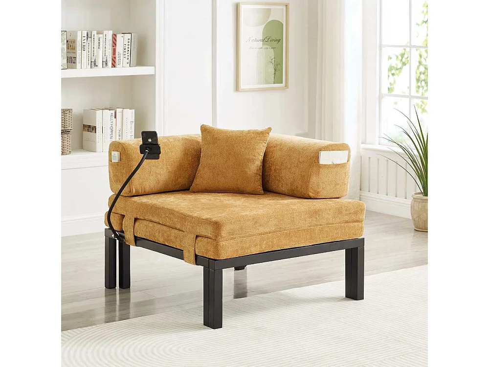 Canapé-lit pliant en bois massif – Convertible simple, design multifonctionnel et gain de place