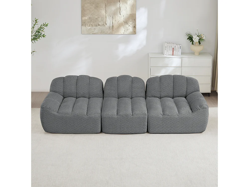 Canapé Modulaire 3 Places Sans Structure en Mousse Haute Densité 32D, Assise Profonde Confort XL