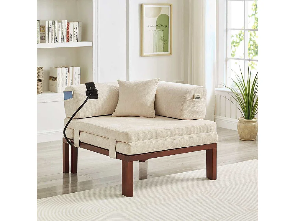 Canapé-lit pliant en bois massif – Convertible simple, design multifonctionnel et gain de place