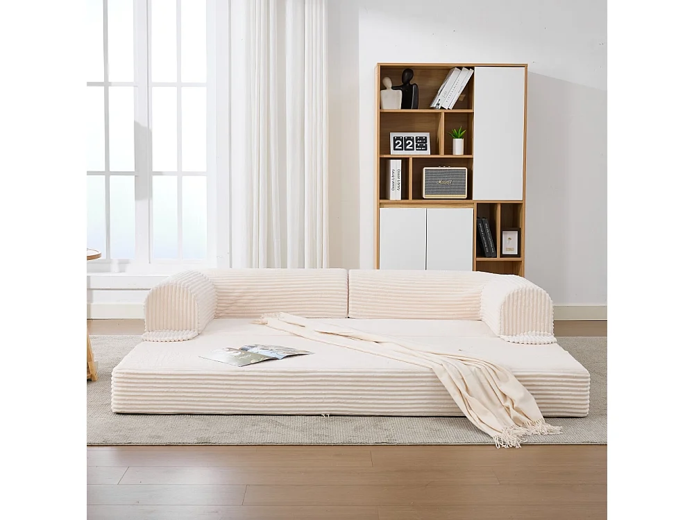 2-Sitzer-Sofabett aus Cord, in ein Doppelbett umwandelbares Sofa, kompakter Futon für Wohnzimmer und Gästezimmer