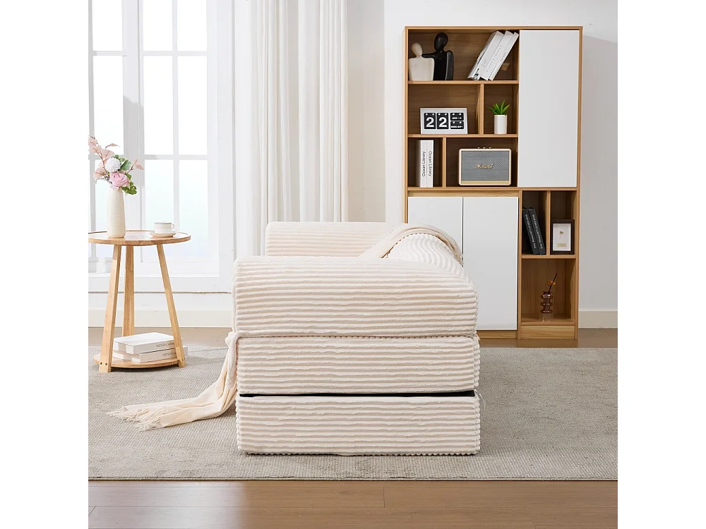 2-Sitzer-Sofabett aus Cord, in ein Doppelbett umwandelbares Sofa, kompakter Futon für Wohnzimmer und Gästezimmer
