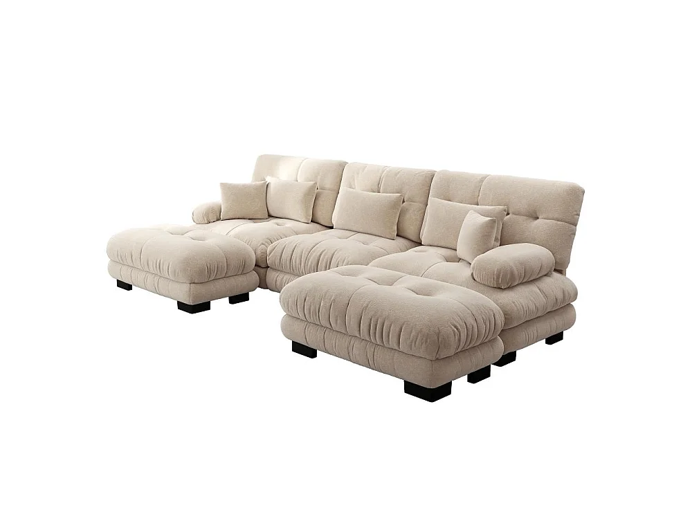 Modulares U-förmiges XXL-Sofa mit tiefer Sitzfläche, umwandelbares Ecksofa mit mobiler Ottomane aus Cloud-Comfort-Chenille für das Wohnzimmer