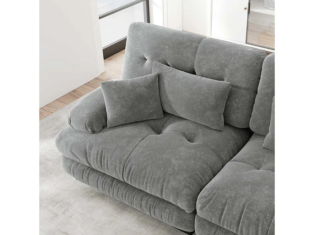 Canapé modulable U forme XXL avec assise profonde, canapé d’angle convertible avec ottoman mobile en chenille confort nuage pour salon