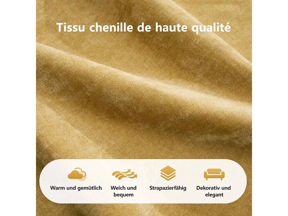 Sofa Modulaire 2 Places 32D Chenille Doux Sans Cadre avec Hocker, Design Antidérapant, Confort Lounge Moderne