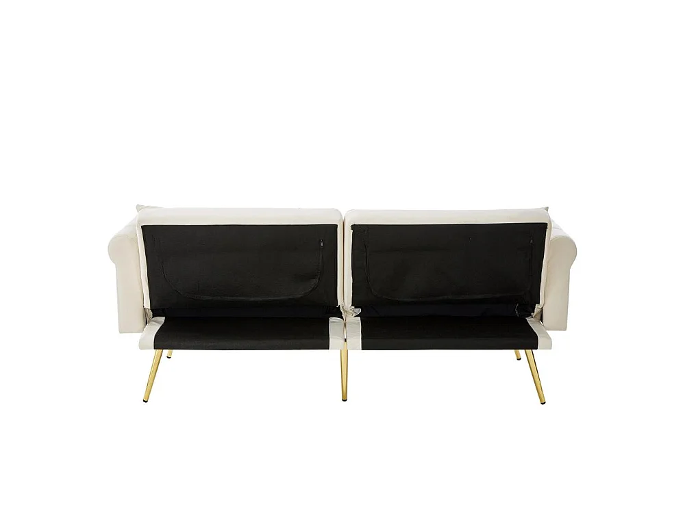 Zweisitzer-Samtsofa im modernen Stil – verstellbare Rückenlehne, goldene Beine, umwandelbar in ein Bett