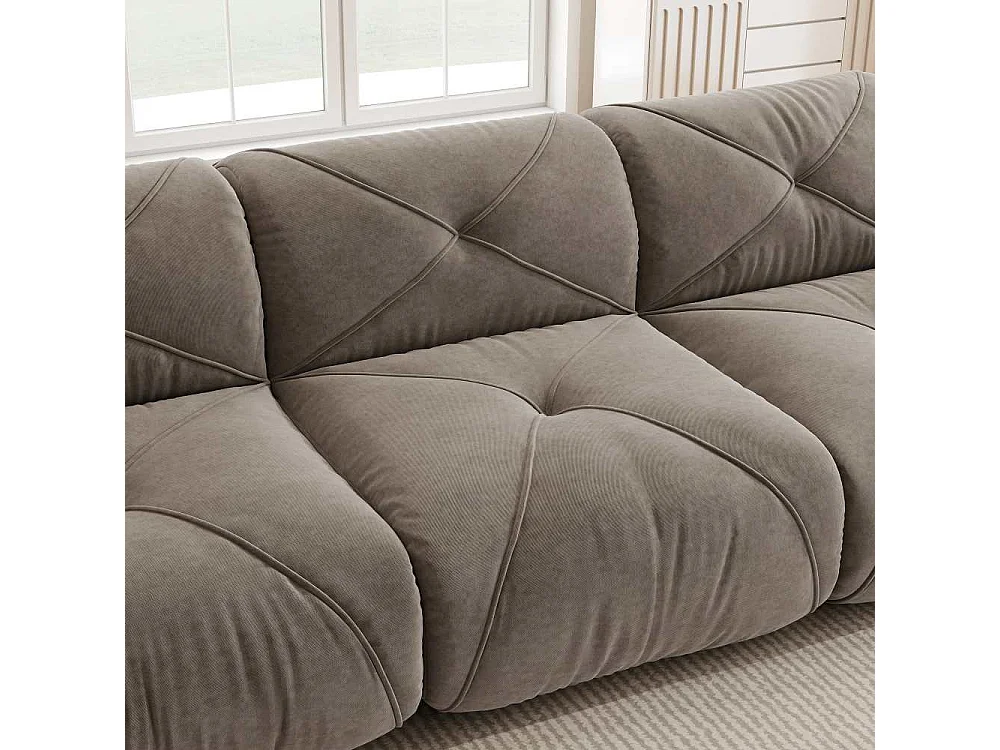 2-Sitzer-32D-Chenille-weiches, rahmenloses, modulares Sofa mit Hocker, rutschfestes Design, moderner Lounge-Komfort