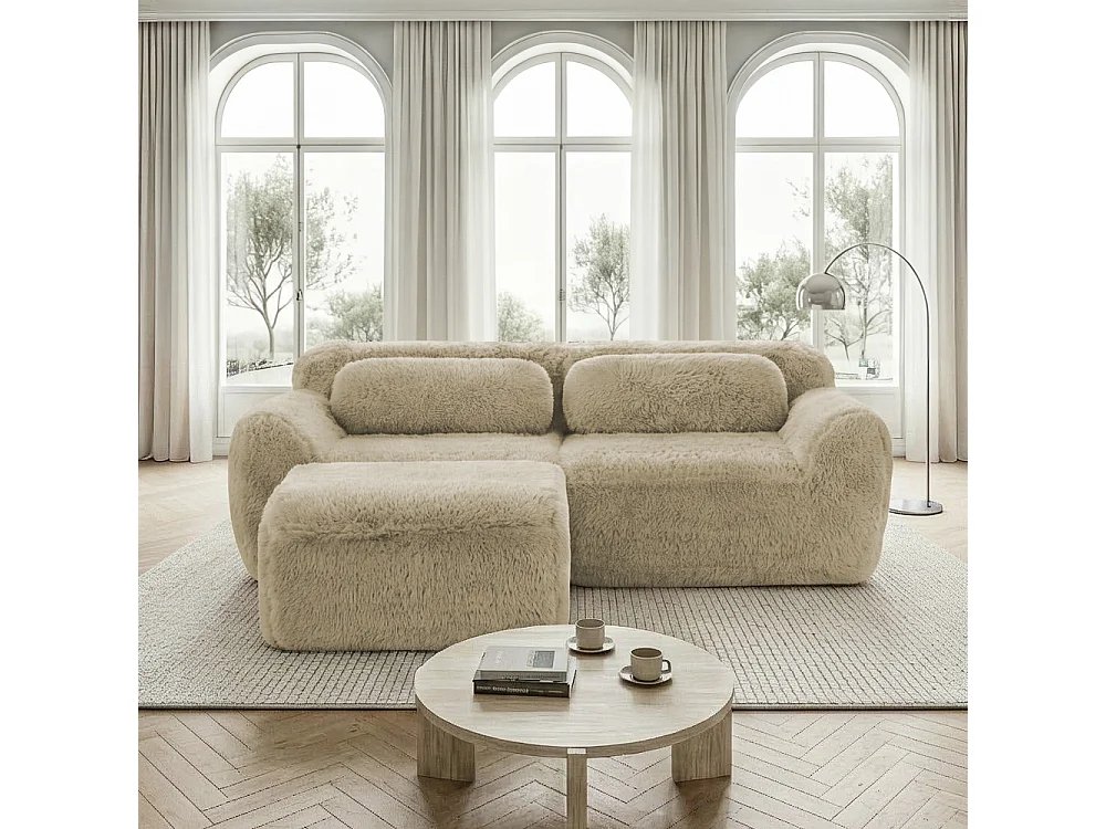 Modulares 2-Sitzer-L-Sofa aus weichem, plüschigem, hochelastischem 32D-Schaumstoff ohne Montage, flexibles Design, platzsparend, wenig Platz