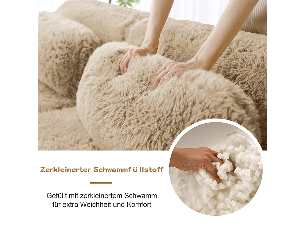Modulares 2-Sitzer-L-Sofa aus weichem, plüschigem, hochelastischem 32D-Schaumstoff ohne Montage, flexibles Design, platzsparend, wenig Platz