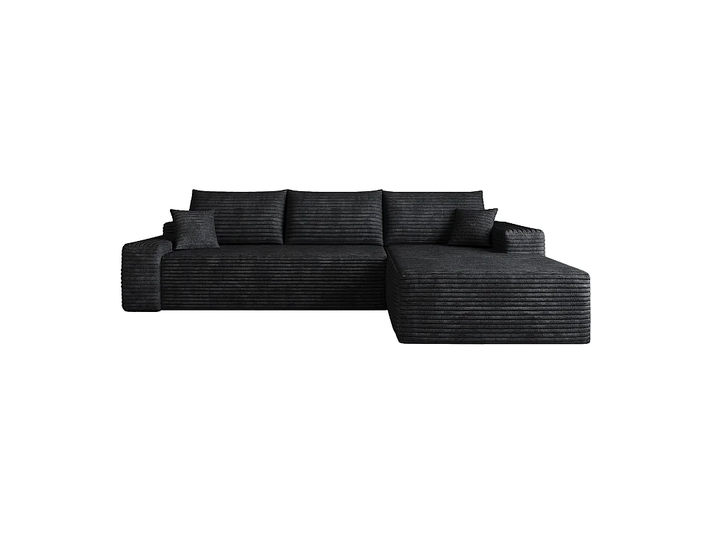 Canapé d'angle modulaire 270 cm en velours côtelé, méridienne en L, assise profonde, sans montage