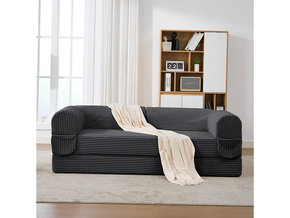 Canapé-lit 2 places en velours côtelé, sofa convertible en lit double, futon compact pour salon et chambre d’amis