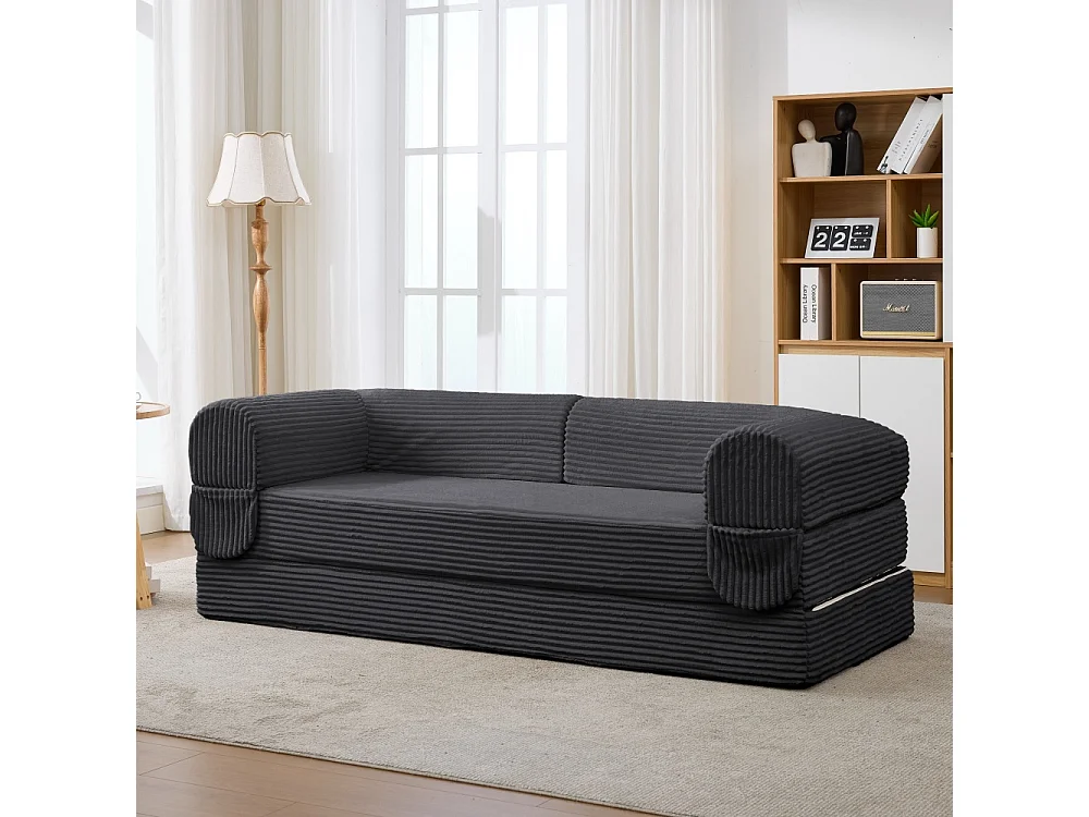 Canapé-lit 2 places en velours côtelé, sofa convertible en lit double, futon compact pour salon et chambre d’amis