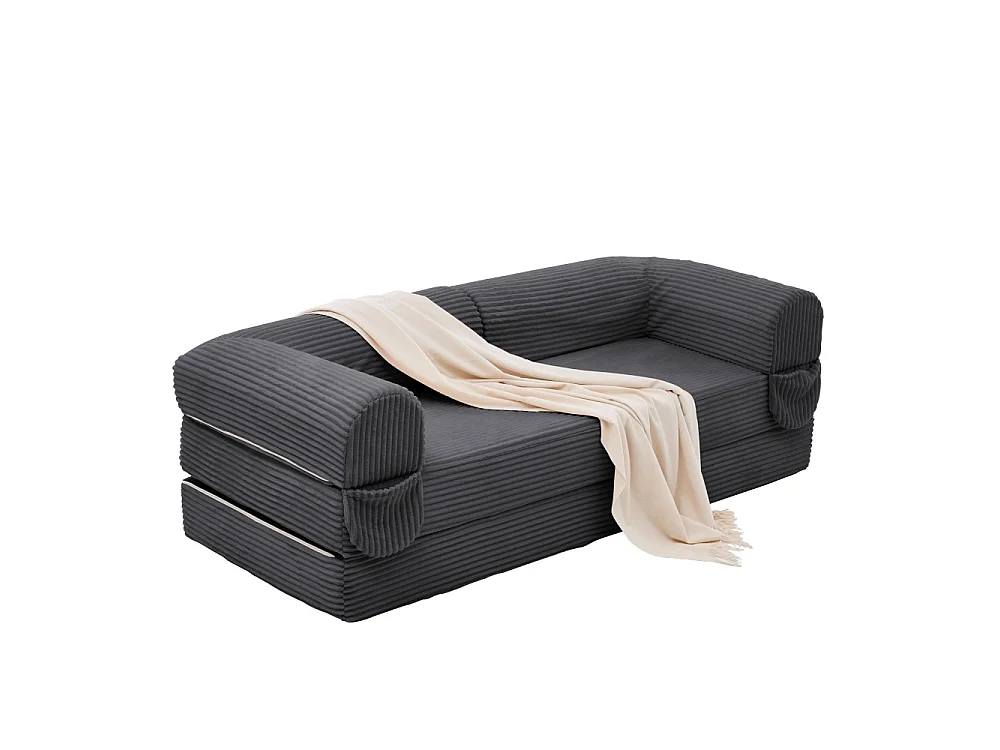 Canapé-lit 2 places en velours côtelé, sofa convertible en lit double, futon compact pour salon et chambre d’amis