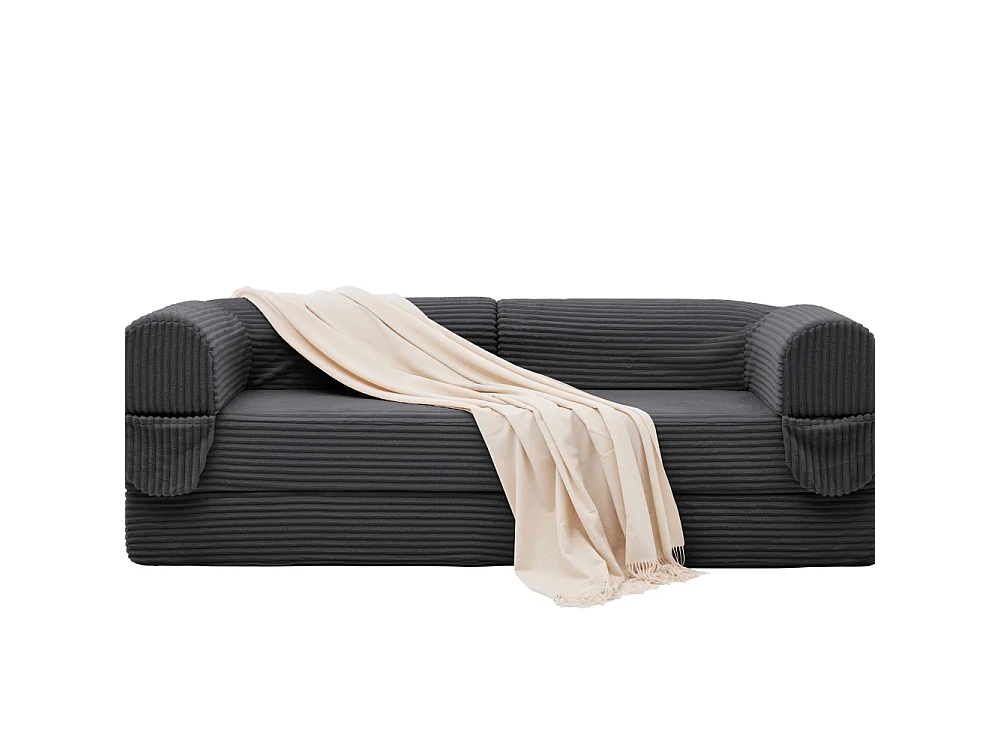 Canapé-lit 2 places en velours côtelé, sofa convertible en lit double, futon compact pour salon et chambre d’amis