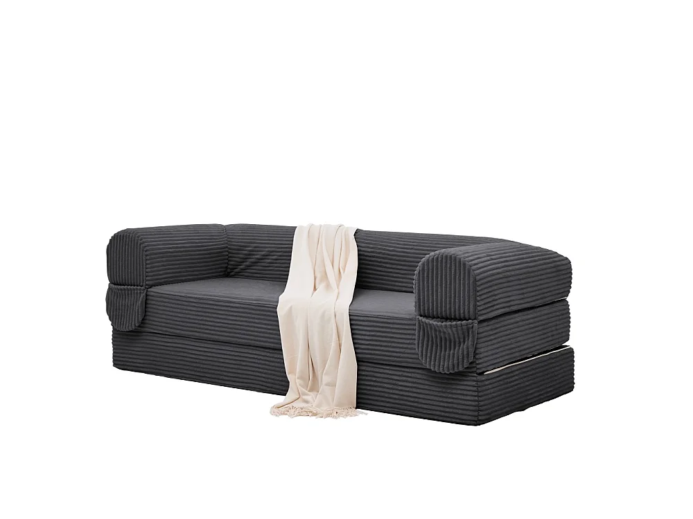 Canapé-lit 2 places en velours côtelé, sofa convertible en lit double, futon compact pour salon et chambre d’amis