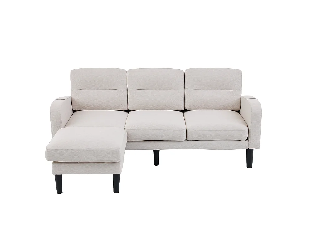 3-zits L-vormige hoek bank met chaise longue, 204 x 136 x 80 cm, modulaire woonkamerbank met opbergruimte, 3 meter, comfortabel, modern en compact