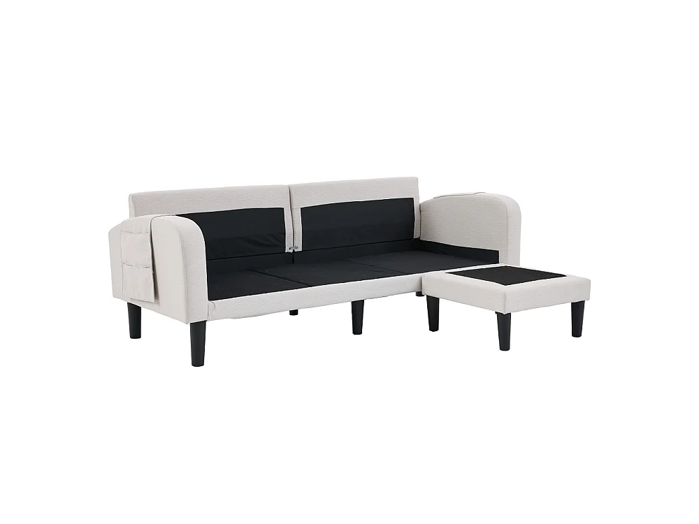 3-zits L-vormige hoek bank met chaise longue, 204 x 136 x 80 cm, modulaire woonkamerbank met opbergruimte, 3 meter, comfortabel, modern en compact