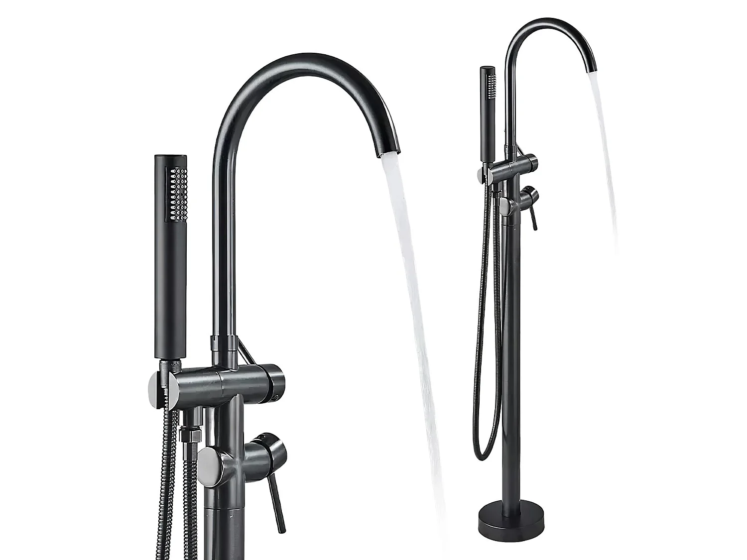 Ensemble de Robinet de Bain sur Pied｜Douchette Multifonction + Résistant à la Corrosion, Adapté aux Salles de Bain Modernes