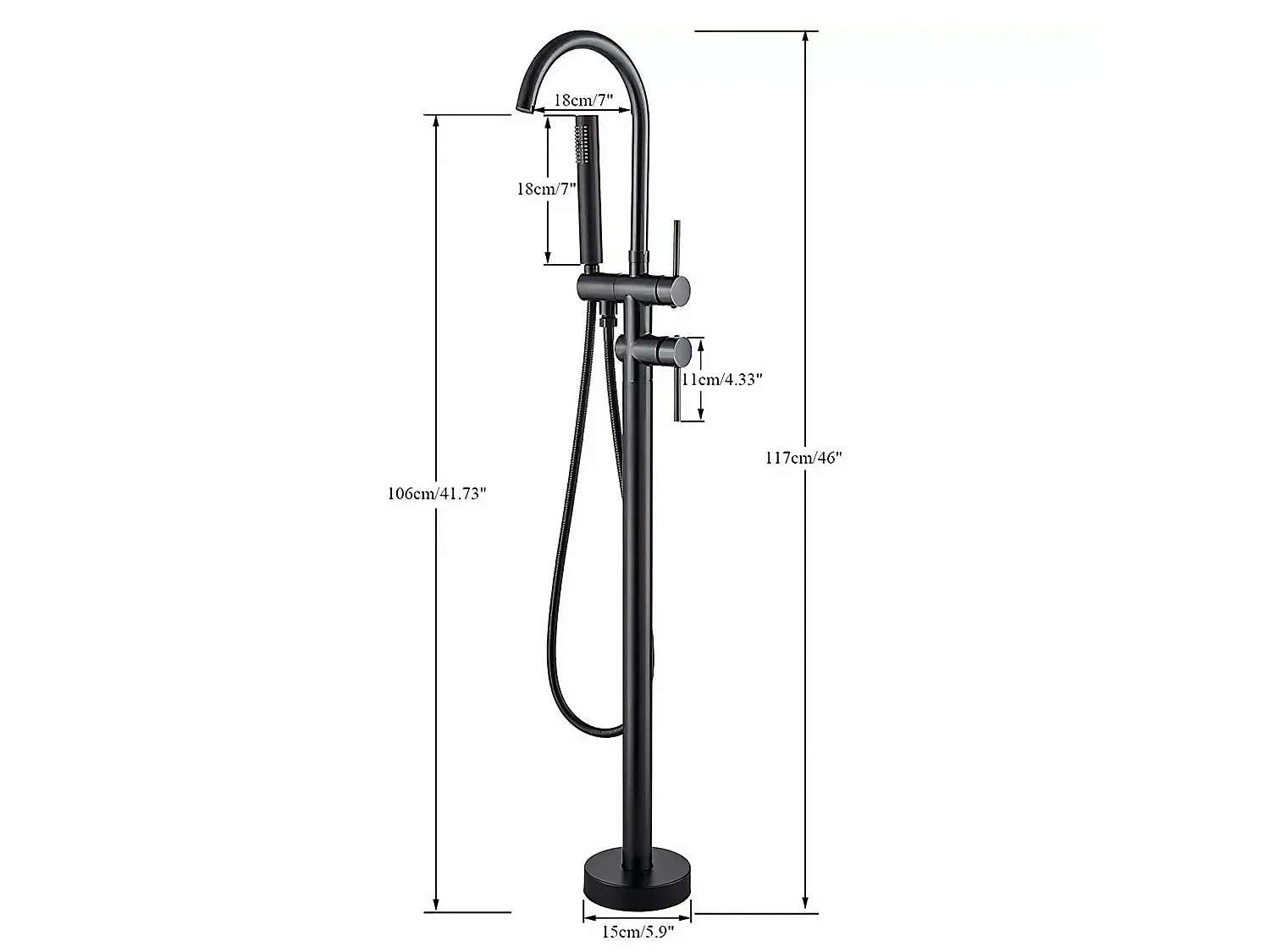 Ensemble de Robinet de Bain sur Pied｜Douchette Multifonction + Résistant à la Corrosion, Adapté aux Salles de Bain Modernes