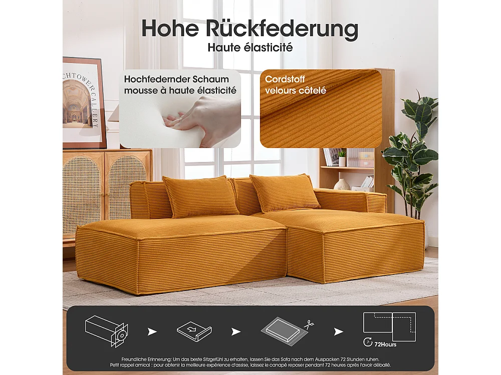 Canapé en Tissu 235 cm Compact avec Coussins et Ressorts Ensachés, Confortable et Moderne