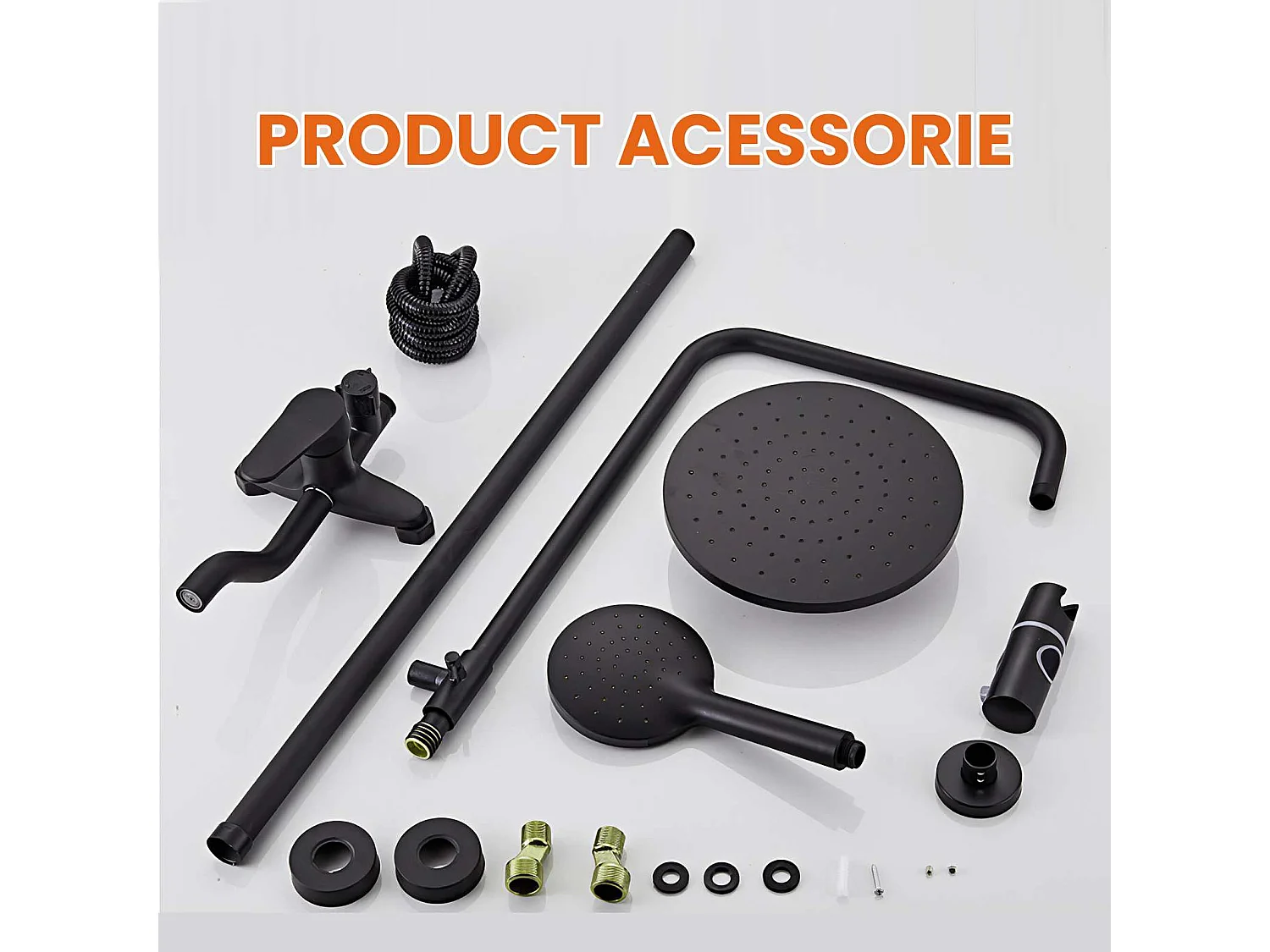 Set doccia con filtro anti-schizzi, soffione rotante a 360°, corpo in ottone, design risparmio acqua e pressione, adatto per case e hotel