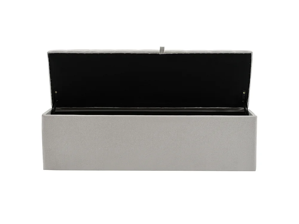 Panchina Imbottita in Lino con Contenitore 141x41,5x47 cm, Panca Seduta Imbottita, Sgabello da Letto, Cassapanca Letto Grigio Chiaro