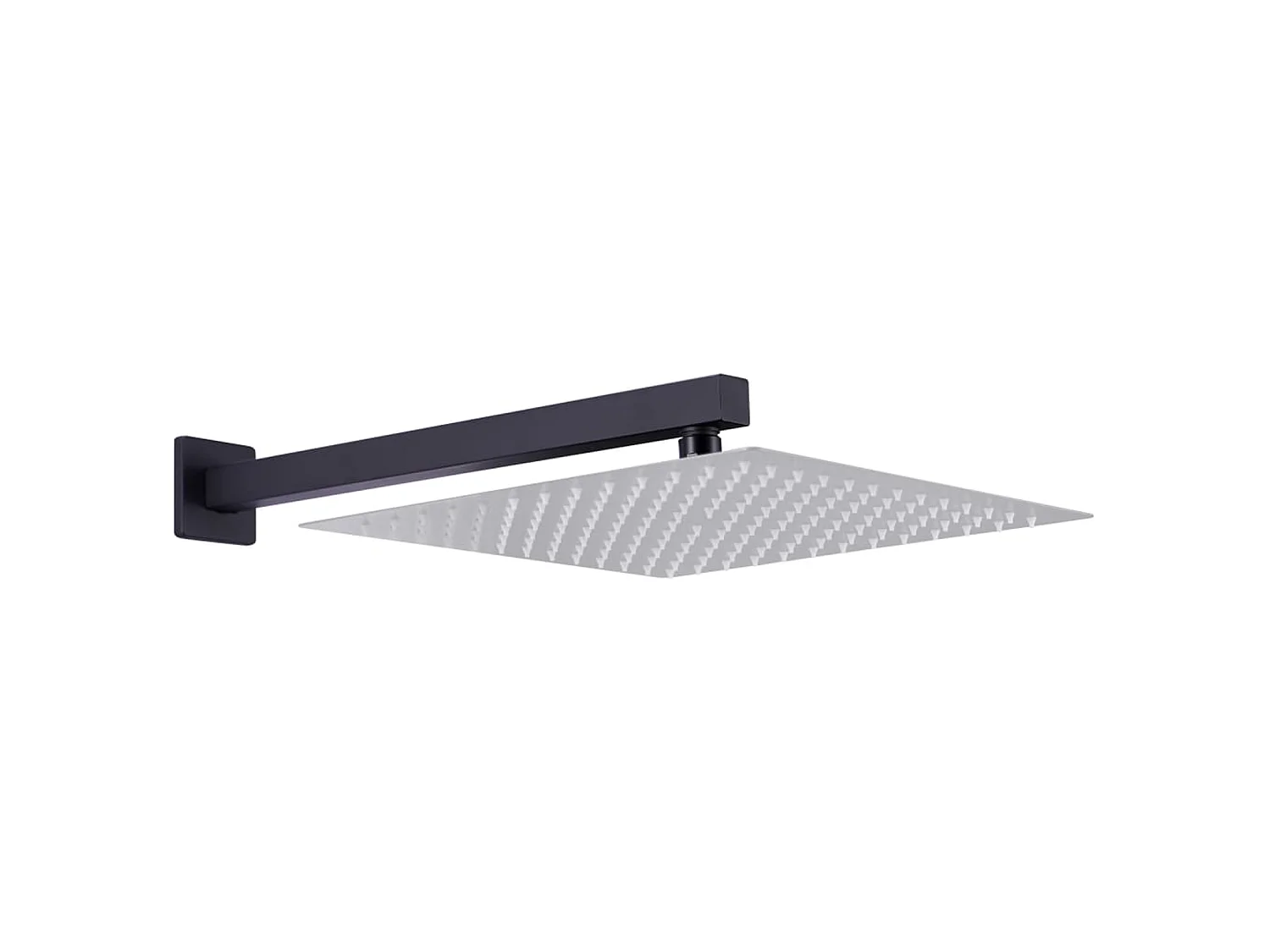Bras de douche carré inox 201 noir 40 cm résistant à la corrosion pour fixation pommeau