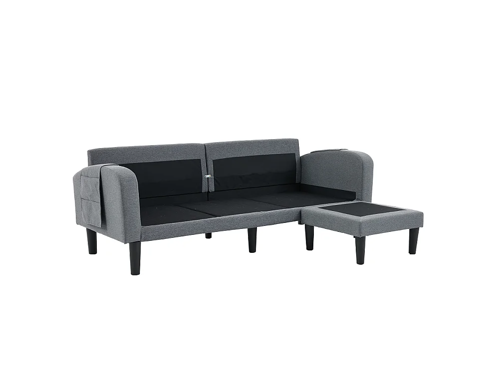 Canapé d'angle en L 3 places avec méridienne, 204 x 136 x 80 cm, canapé de salon modulaire avec rangement, 10 pieds, confortable, moderne et compact