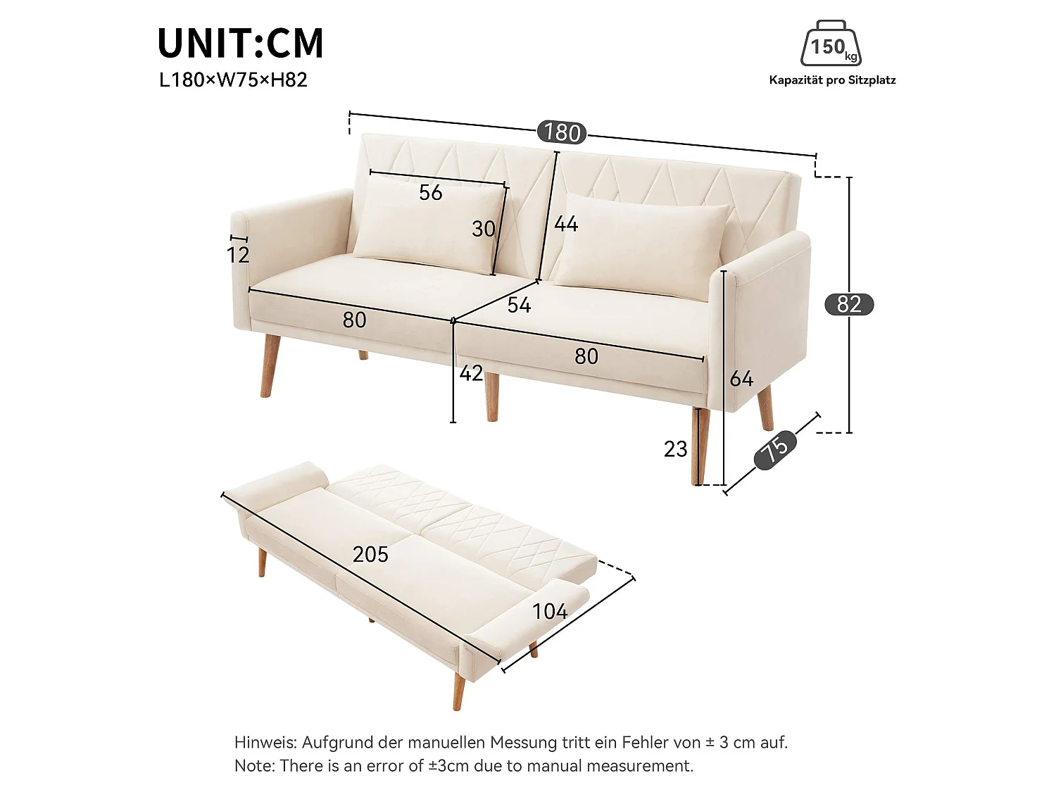 Canapé convertible moderne en velours avec dossier et accoudoirs réglables, fonction lit, idéal salon, chambre ou cinéma maison