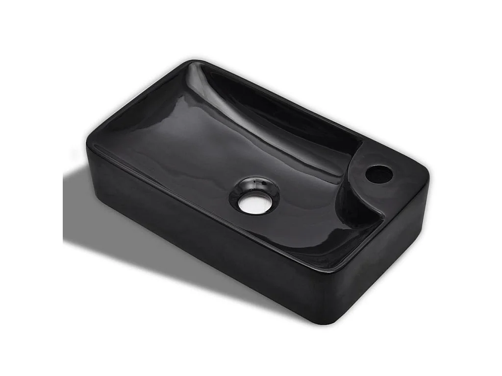 Moderne zwarte keramische wastafel voor badkamer met kraangat van 3,5 cm en afvoer van 4,5 cm