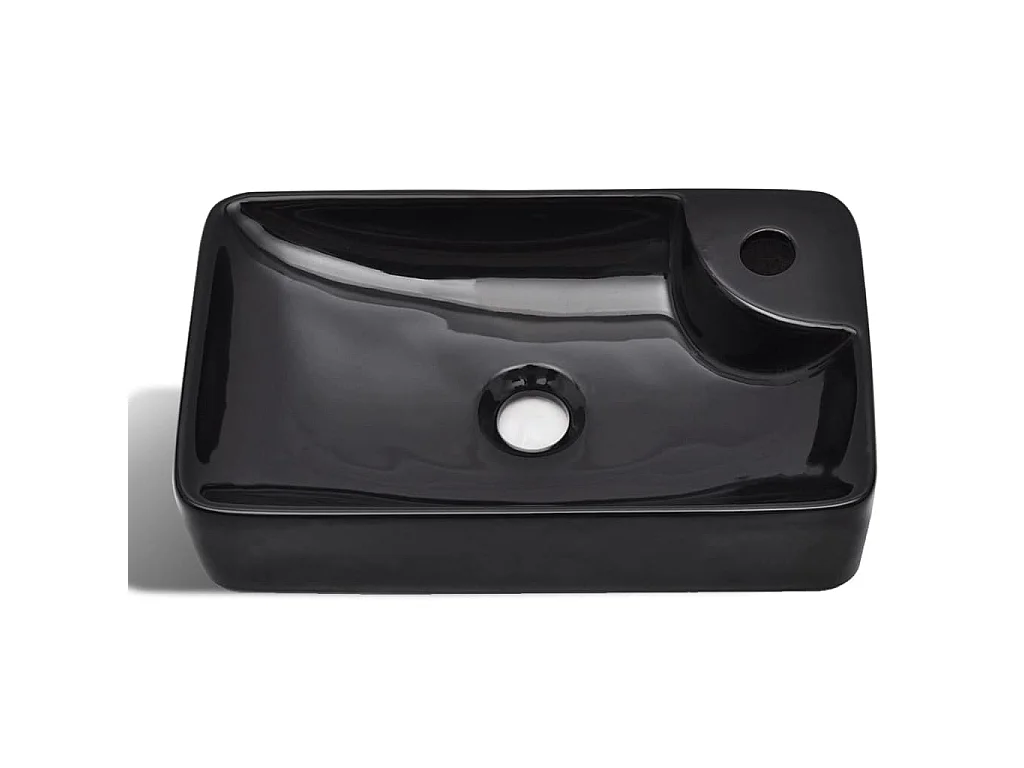 Moderne zwarte keramische wastafel voor badkamer met kraangat van 3,5 cm en afvoer van 4,5 cm