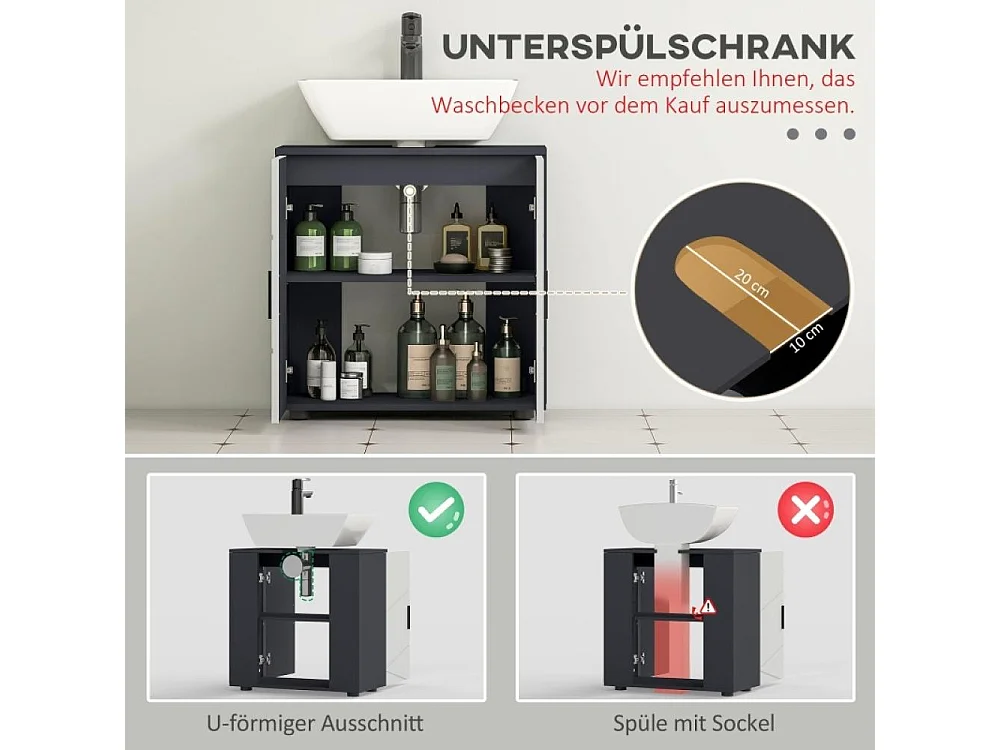 Praktischer Waschtischunterschrank mit verstellbaren Einlegeböden und Doppeltür, sichere Aufbewahrung für ein modernes und organisiertes Badezimmer