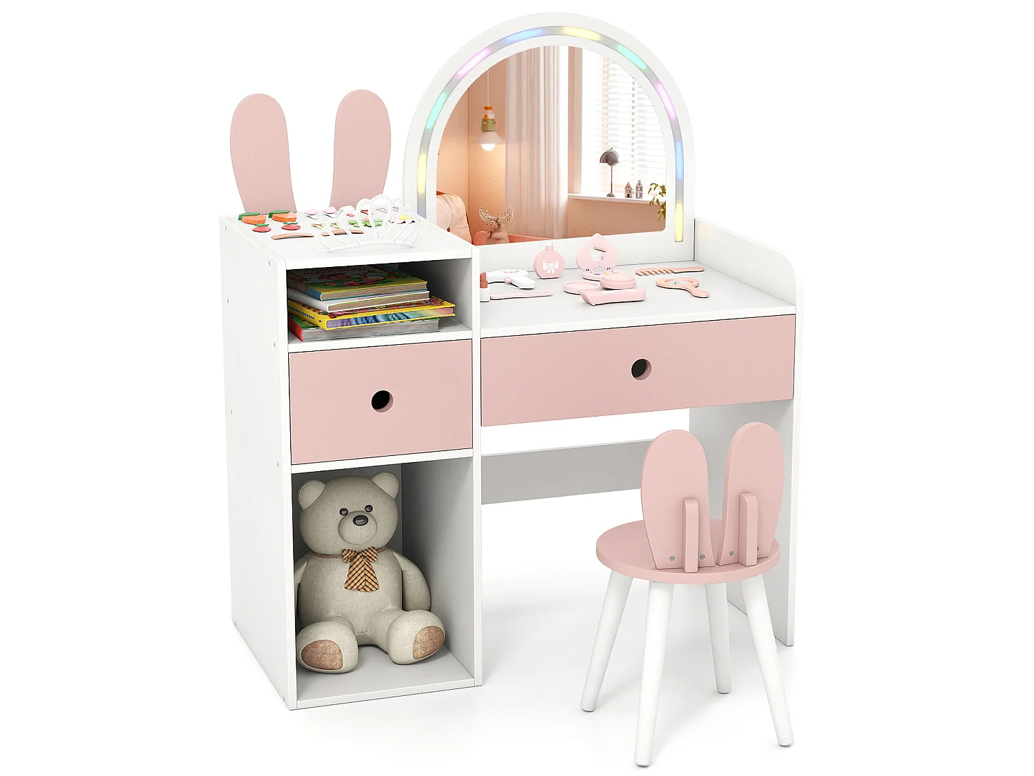 Kinder-Schminktisch mit Beleuchtung und Hocker Schminktisch