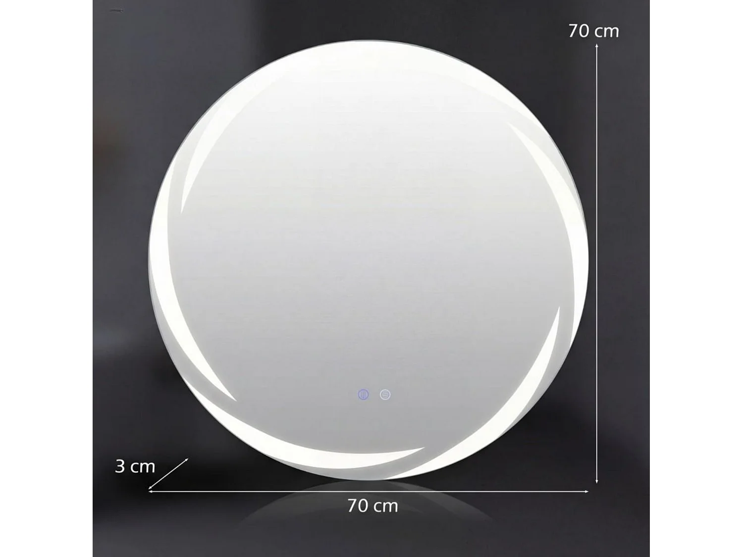 Rundes Badezimmerspiegel mit LED-Beleuchtung, Ø 70 cm