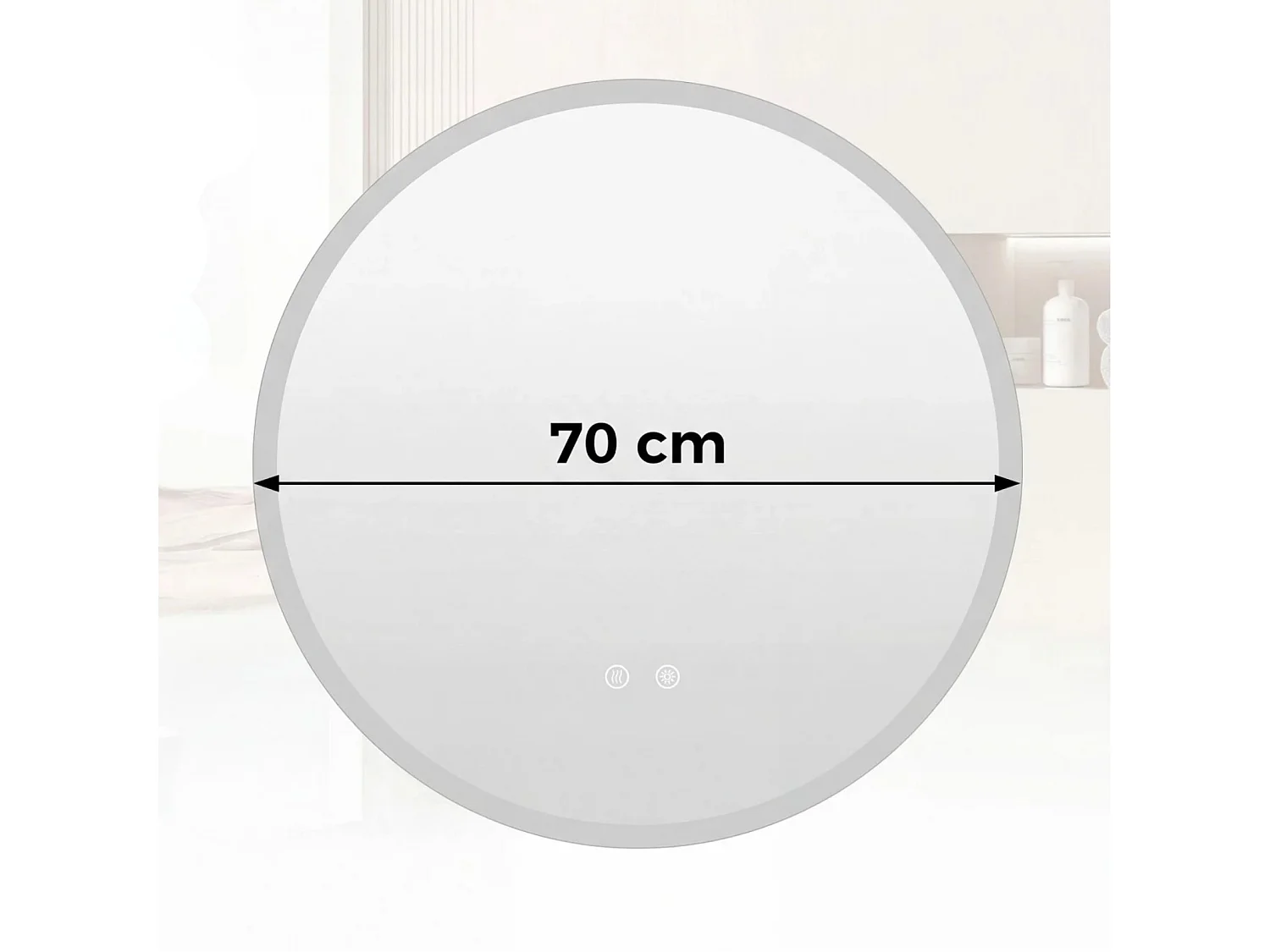 Rundes Wandspiegel für das Badezimmer mit LED-Beleuchtung, Ø 70 cm