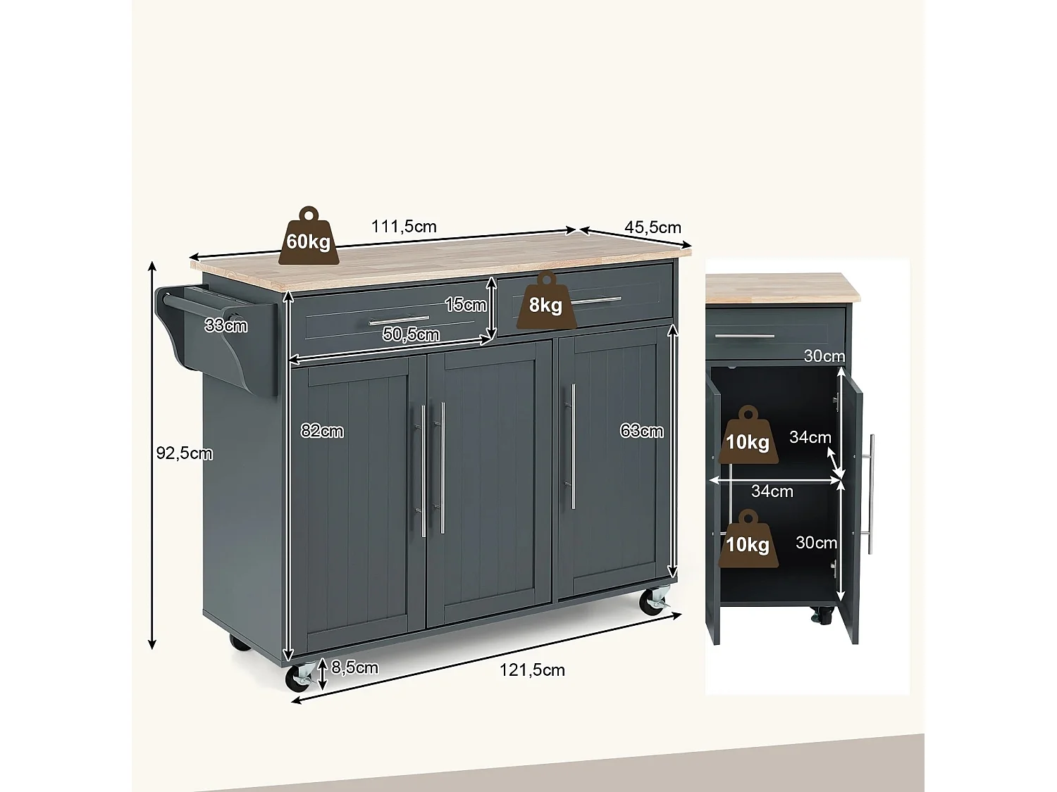 Carrello da cucina per il servizio dei pasti Carrello da cucina