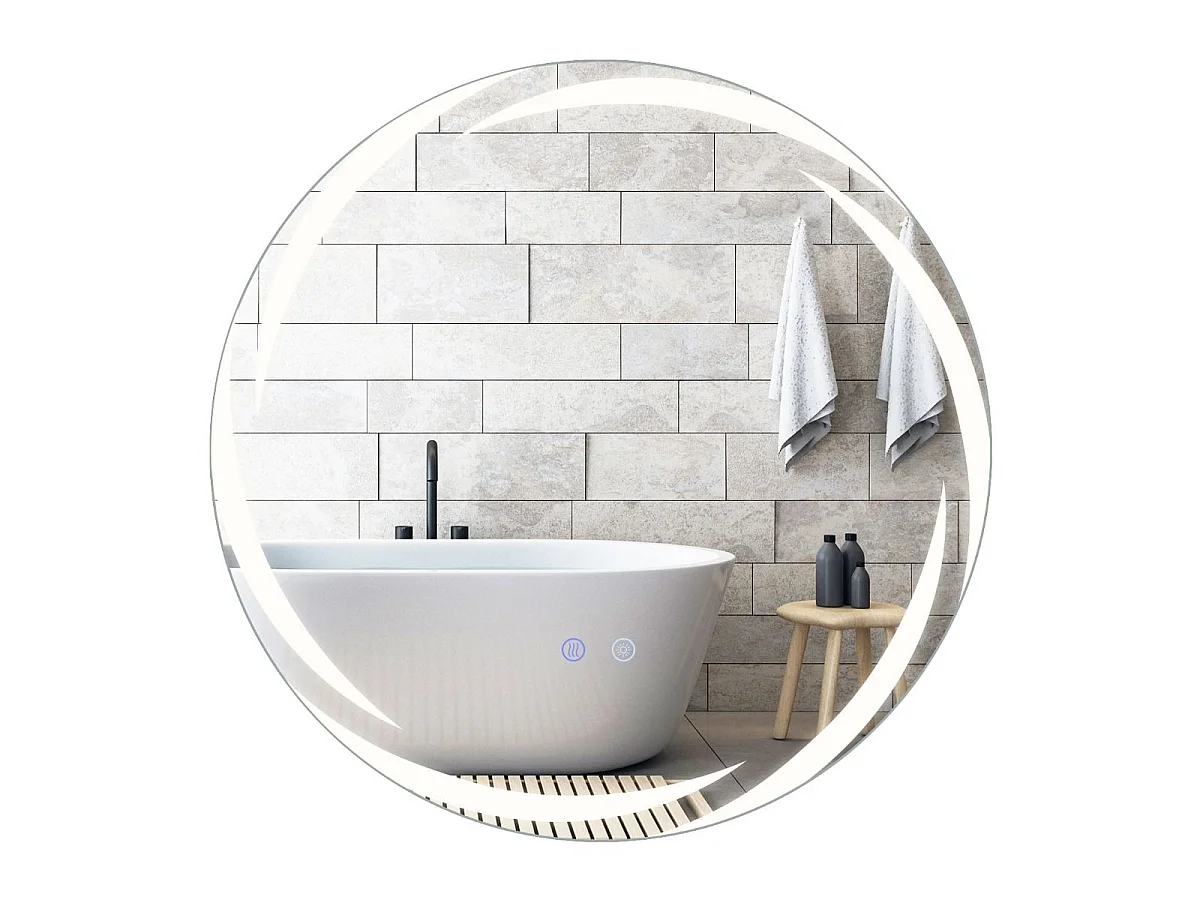 Rundes Badezimmerspiegel mit LED-Beleuchtung, Ø 60 cm