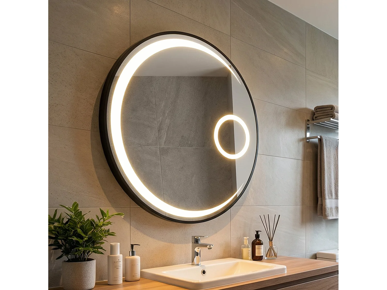 Rundes Badezimmerspiegel mit LED-Beleuchtung Badezimmerspiegel