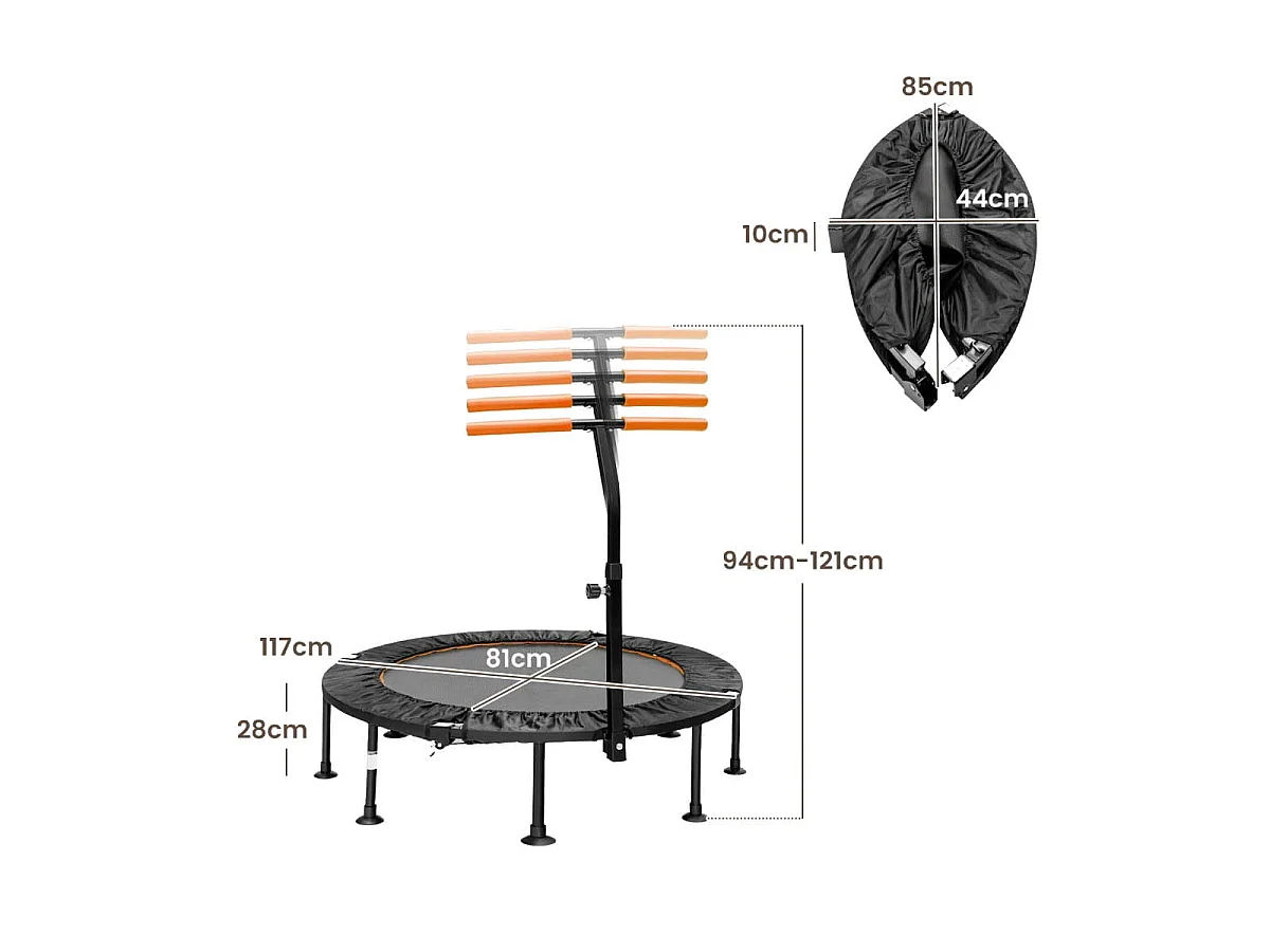 Mini-trampoline pliable Trampoline de fitness Réglage de la poignée
