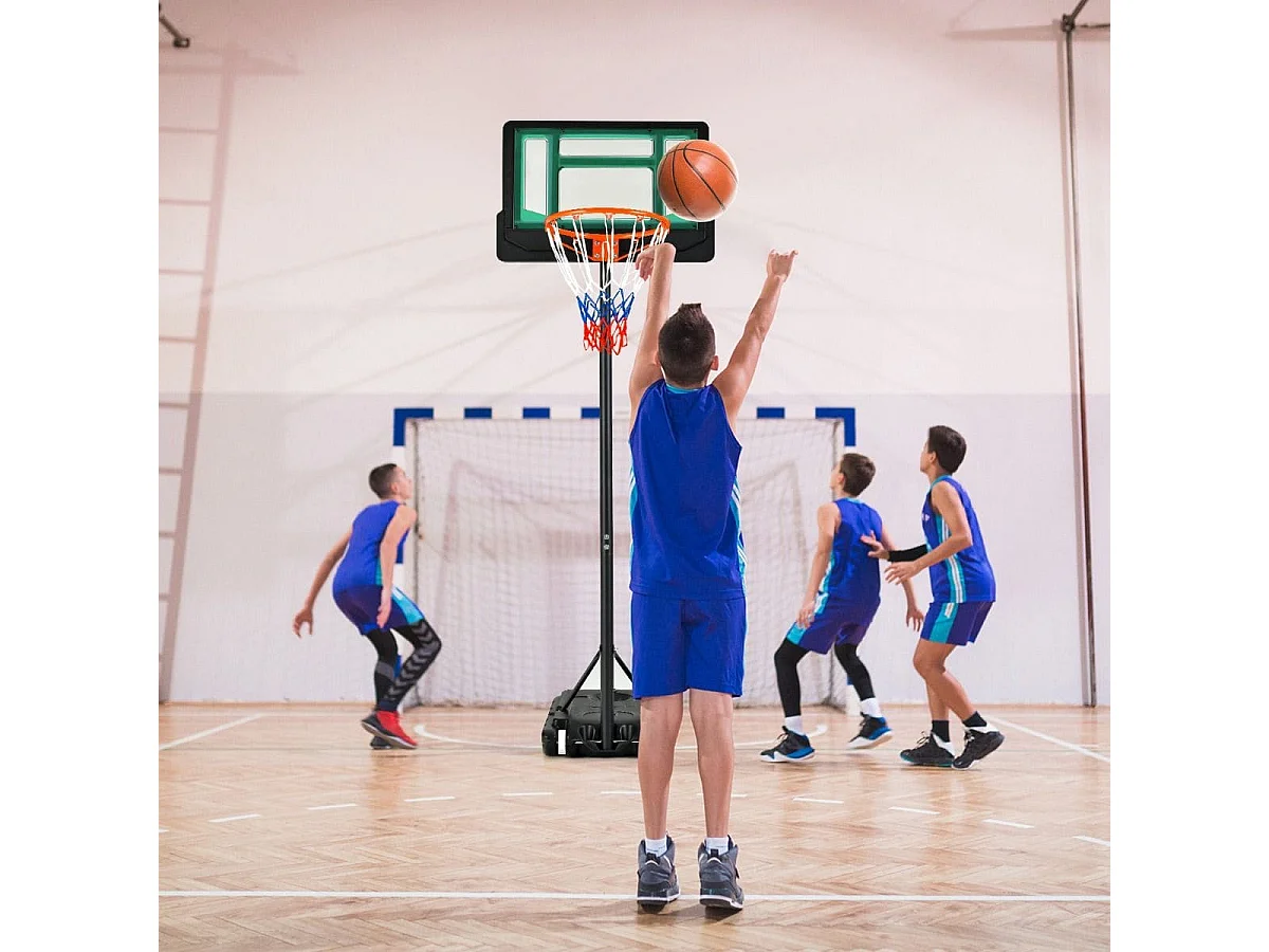 Panier de basket sur pied, 132-250 cm, vert