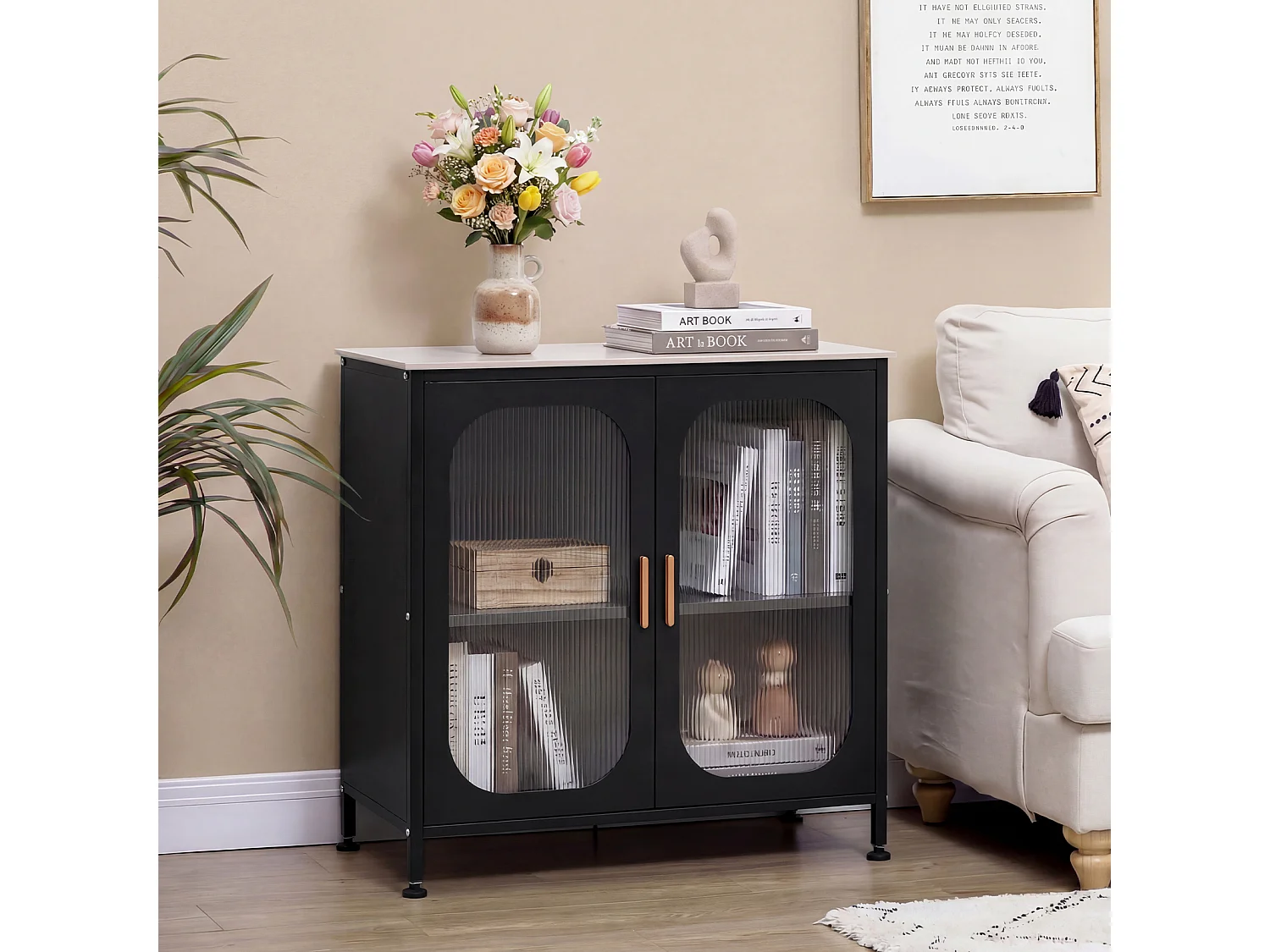 Kommode mit halbtransparenten Doppeltüren Kommode für das Wohnzimmer