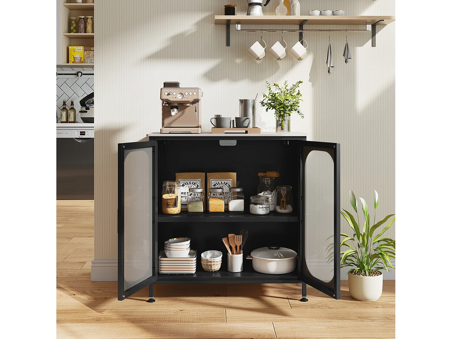 Kommode mit halbtransparenten Doppeltüren Kommode für das Wohnzimmer