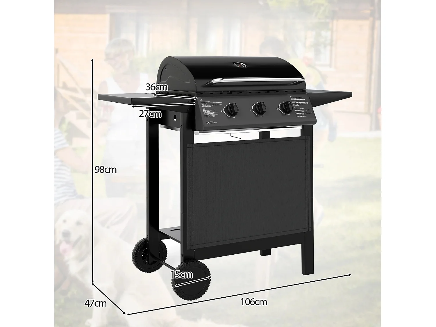 Barbecue a gas da esterno Barbecue portatile con coperchio