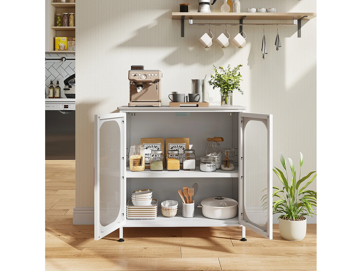 Kommode mit halbtransparenten Doppeltüren Kommode für das Wohnzimmer